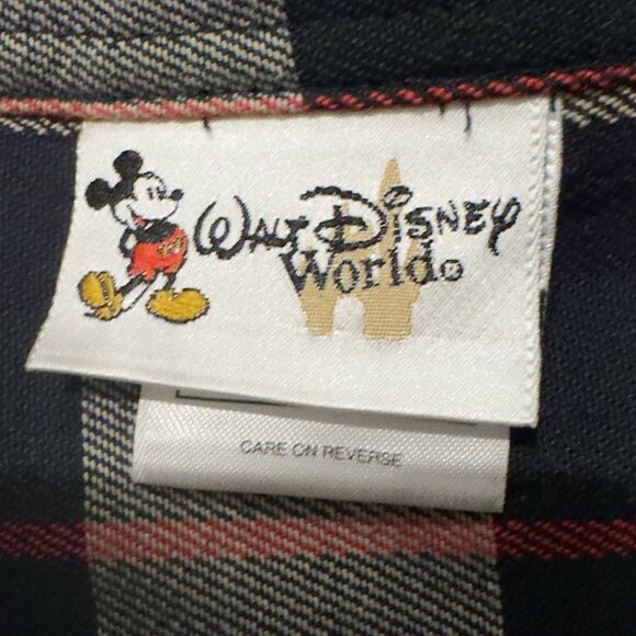 Walt Disney World Vintage Mickey Mouse Button Down Shirt Men's L Tartan Plaid - Picture 4 of 10